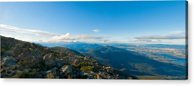 Aerial Acrylic Print featuring the photograph Hobart Tasmania Mount Wellington #1 by U Schade