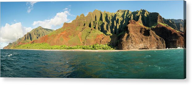 Boat Acrylic Print featuring the photograph Na Pali coastline taken from sunset cruise along Kauai shore #5 by Steven Heap
