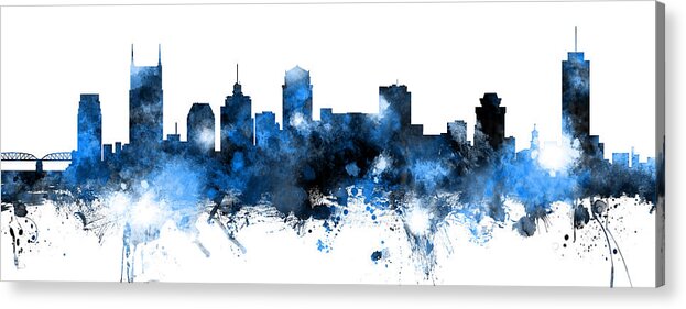 United States Acrylic Print featuring the digital art Nashville Tennessee Skyline #9 by Michael Tompsett