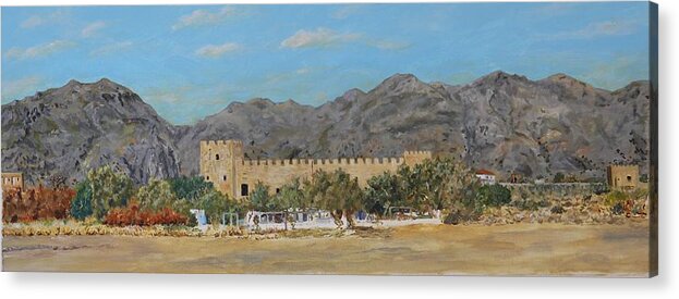 Frangokastello Acrylic Print featuring the painting Frangokastello castle - Southern Crete by David Capon