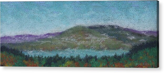 Mountains Acrylic Print featuring the pastel Morning Mist by Anne Katzeff