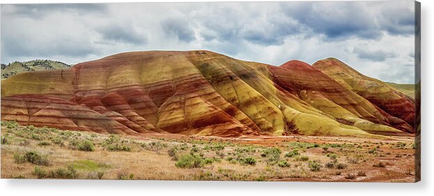 Painted Hills Panorama Acrylic Print featuring the photograph Painted Hills Panorama 2 by Marnie Patchett
