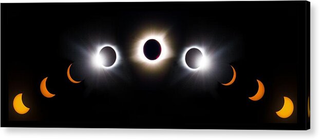 08 21 2017 Acrylic Print featuring the photograph Panorama Total Eclipse T Shirt Art Phases by Debra and Dave Vanderlaan