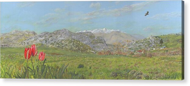 Crete Acrylic Print featuring the painting Yious Kambos, Central Crete by David Capon