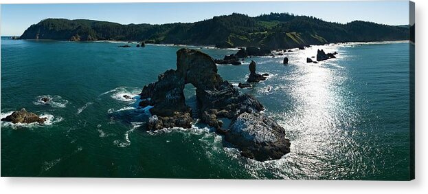 Landscapeaerial Acrylic Print featuring the photograph Basalt Sea Stacks Lie #1 by Ethan Daniels