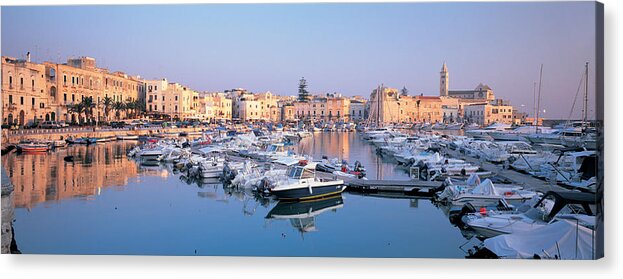 Panoramic Acrylic Print featuring the photograph Italy, Trani, Puglia, Puglia Harbour by Peter Adams