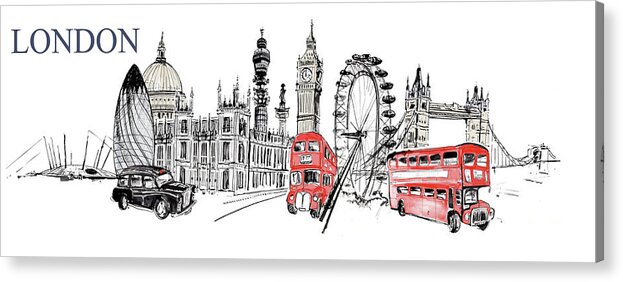 London Acrylic Print featuring the mixed media London by Symposium Design