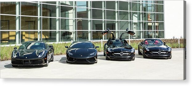 Ferrari Lamborghini Mercedes Acrylic Print featuring the photograph Supercars by Rocco Silvestri