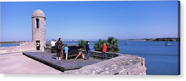 111894 Acrylic Print featuring the photograph Tourists At The Roof Of A Fort by Panoramic Images