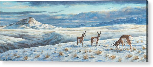Landscape Acrylic Print featuring the painting Belt Butte Winter by Kim Lockman