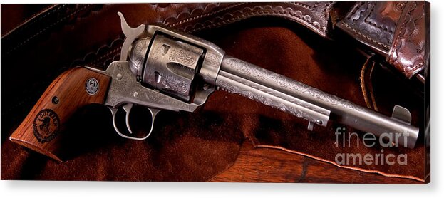 Single Acrylic Print featuring the photograph Single Action Revolver by Action