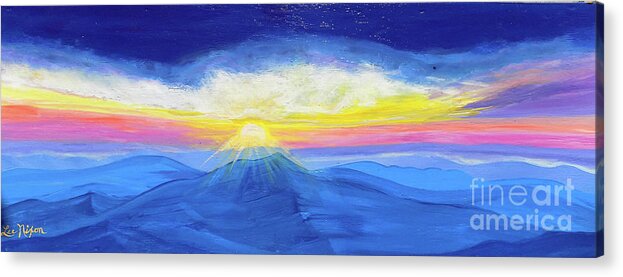Landscape Acrylic Print featuring the painting Sunrise Over The Blue Ridge by Lee Nixon