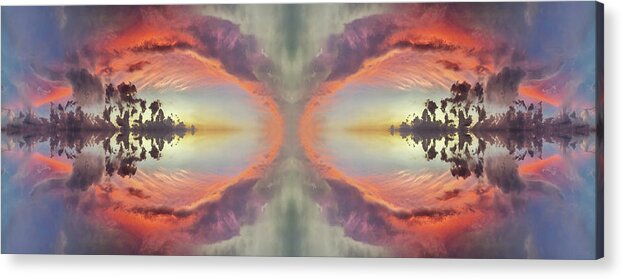 Eyes Acrylic Print featuring the photograph The Eyes of God - mirrored cloudscape abstract by Peter Herman