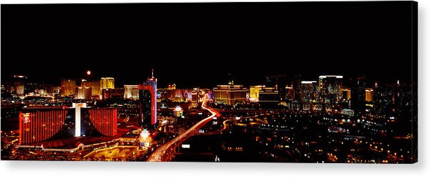 Photography Acrylic Print featuring the photograph City Lit Up At Night, Las Vegas #3 by Panoramic Images