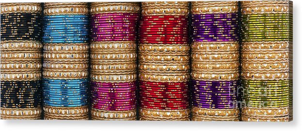 Indian Acrylic Print featuring the photograph Indian Bangles Panoramic by Tim Gainey