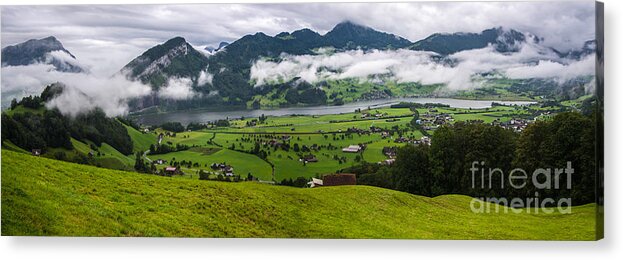 Lauerzersee Acrylic Print featuring the photograph Lauerzersee Panorama - Switzerland by Gary Whitton