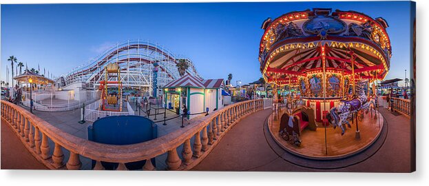 Amusement Park Acrylic Print featuring the photograph Panorama Giant Dipper goes 360 round and round by Scott Campbell