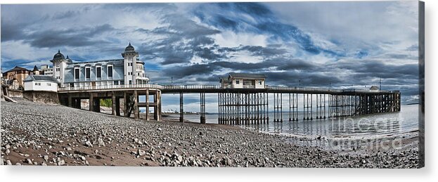 Penarth Pier Acrylic Print featuring the photograph Penarth Pier Panorama 2 by Steve Purnell