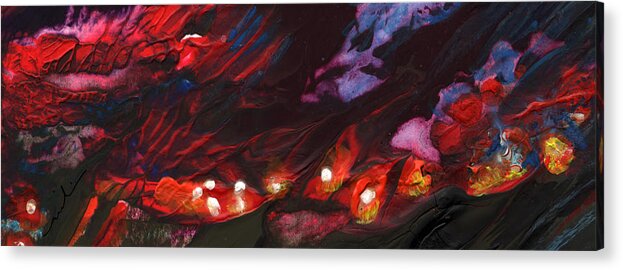 Fantasy Acrylic Print featuring the painting Red Demon with Pearls by Miki De Goodaboom