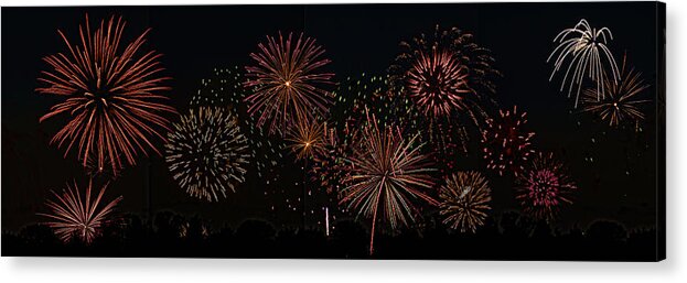 Fireworks Acrylic Print featuring the photograph Fireworks Panorama by Gregory Scott