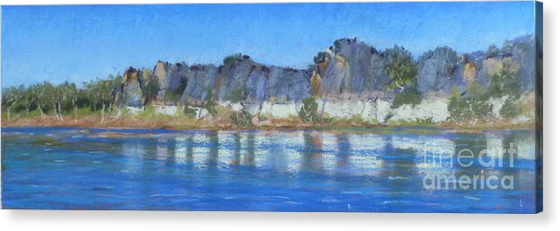 Geikie Gorge River Cruise Acrylic Print featuring the pastel Geikie Gorge by Nadine Kelly