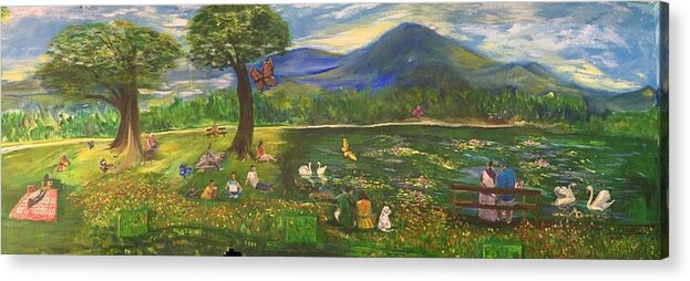 Park Acrylic Print featuring the painting A Day in the Park - 1A by Belinda Low