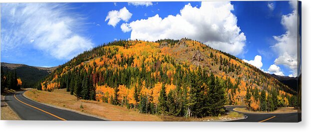 Autumn Acrylic Print featuring the photograph An Autumn Drive - Panorama by Shane Bechler