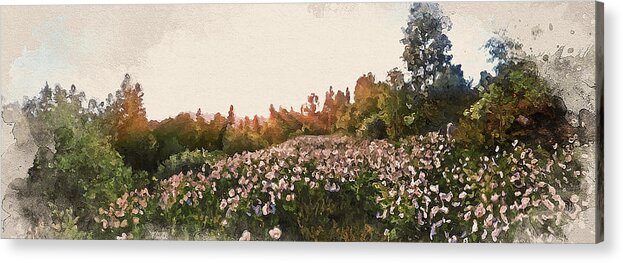 Impressive Natural Landscape Acrylic Print featuring the painting Bucolic Paradise - 18 by AM FineArtPrints