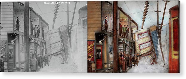 Winter Acrylic Print featuring the photograph City - Cleveland OH - Open house 1913 - Side by Side by Mike Savad