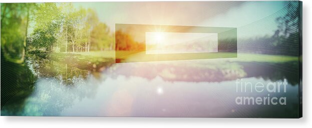 Landscape Acrylic Print featuring the photograph Conceptual Nature Background, Double Exposition by Ariadna De Raadt