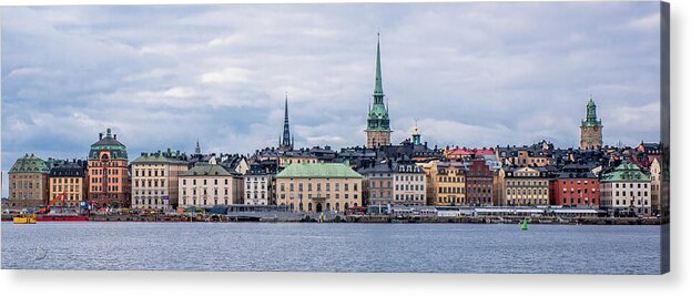 Gamla Stan Stockholm's Entrance By The Sea Acrylic Print featuring the photograph Gamla Stan Stockholm's entrance by the sea by Torbjorn Swenelius