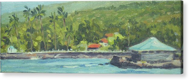 Hawaii Acrylic Print featuring the painting Kahaluu Beach by Stan Chraminski