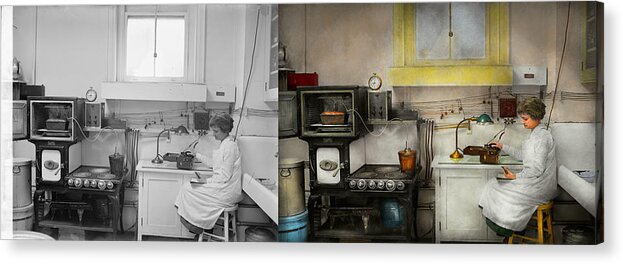 Kitchen Acrylic Print featuring the photograph Kitchen - How I bake bread 1923 - Side by Side by Mike Savad