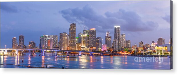 Miami Acrylic Print featuring the photograph Miami Skyline by Stacey Granger