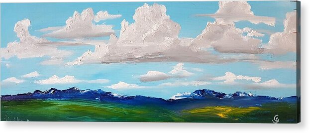 Montana Acrylic Print featuring the painting MontanaThunder Clouds Rolling In  23 by Cheryl Nancy Ann Gordon