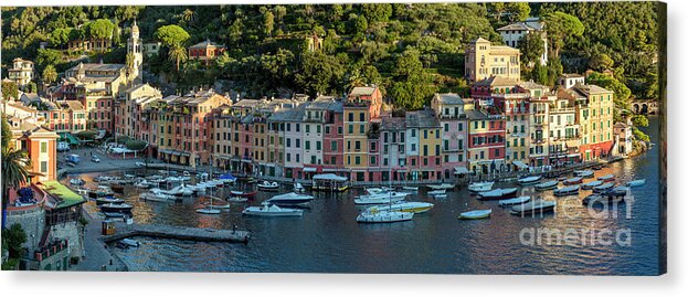 Portofino Acrylic Print featuring the photograph Portofino Morning Panoramic II by Brian Jannsen