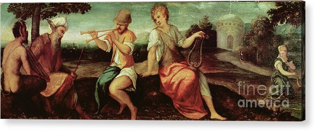 Lyre Acrylic Print featuring the painting The Judgement Of Midas by Andrea Schiavone