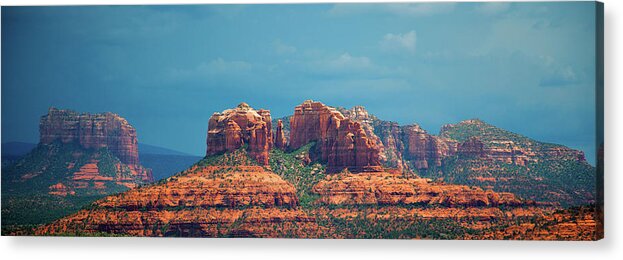 Sedona Acrylic Print featuring the photograph Sedona Arizona Red Rock Panorama by Catherine Walters