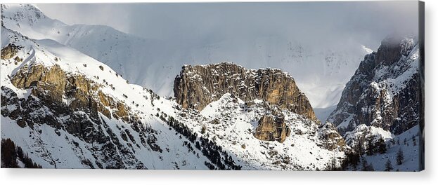 Snowy Landscape Acrylic Print featuring the photograph Snowy Mountains - 11 - French Alps by Paul MAURICE