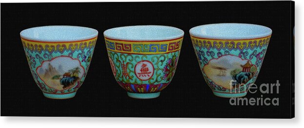 Vintage Acrylic Print featuring the photograph Chinese Bowls by Yvonne Johnstone