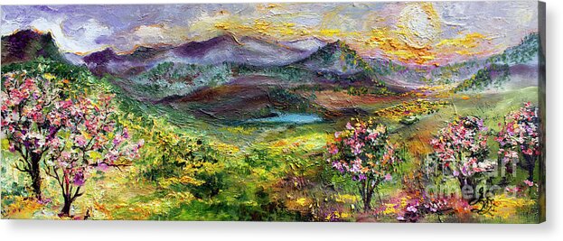 Mountain Oil Paintings Acrylic Print featuring the painting Georgia Mountain Retreat In Spring by Ginette Callaway