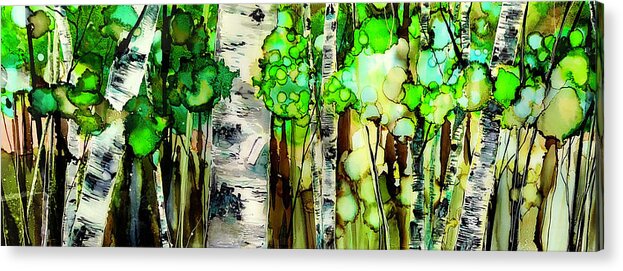 Trees Acrylic Print featuring the painting Northern Repose by Julie Tibus