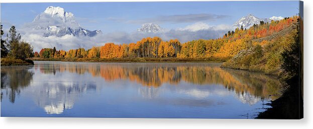 Oxbow Bend Acrylic Print featuring the photograph Oxbow Bend Pano by Wesley Aston