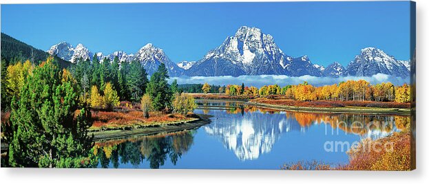 Dave Welling Acrylic Print featuring the photograph Panorama Oxbow Bend Grand Tetons National Park Wyoming by Dave Welling