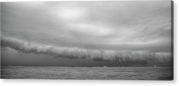 Storm Acrylic Print featuring the photograph Cactus Roll Cloud BW by Scott Cordell