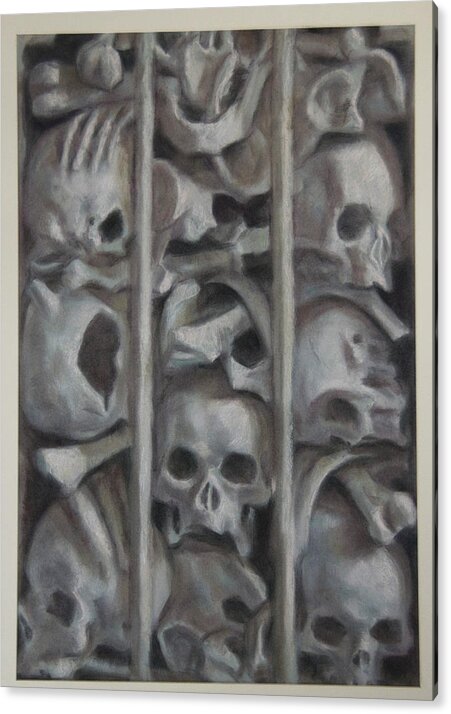Skull - Vanitas - Memento Mori - Ossuary - Pastel Acrylic Print featuring the drawing Ossuary by Paez Antonio