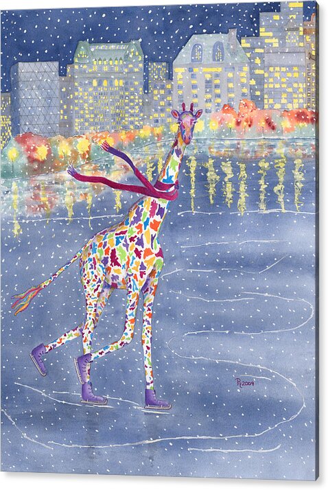 Giraffe Acrylic Print featuring the painting Annabelle on Ice by Rhonda Leonard