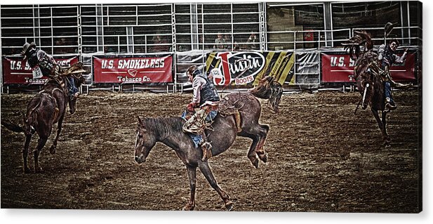 Prca Acrylic Print featuring the photograph Bronco Bucking Cowboy by D L McDowell-Hiss