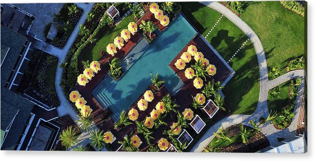 Pool Acrylic Print featuring the photograph Poolside Umbrellas by Cameron Chute