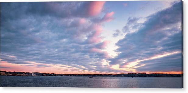 New Hampshire Acrylic Print featuring the photograph Big Sky Over Portsmouth Light. by Jeff Sinon